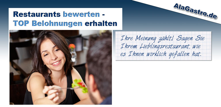 AlaGastro - Das Gästebefragungssystem für die Gastronomie - Restaurants testen und TOP Belohnungen erhalten